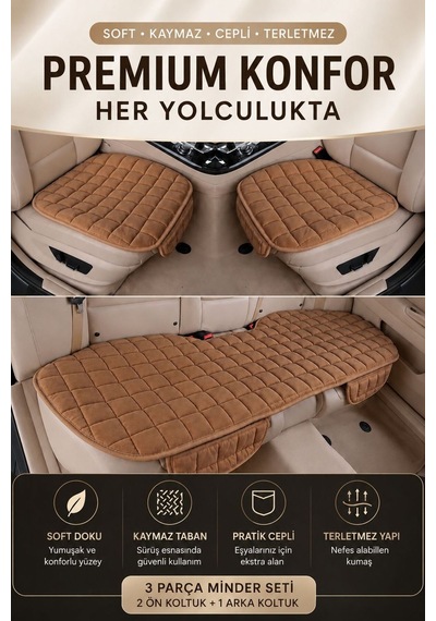 Araç İçi Soft-kaymaz Taban Cepli Terletmez Araç Oto Minder Seti 85544542