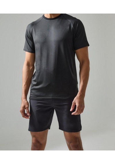 Nature The Brand Siyah Reglan Kısa Kol Spor Tişört Siyah - Antrasit