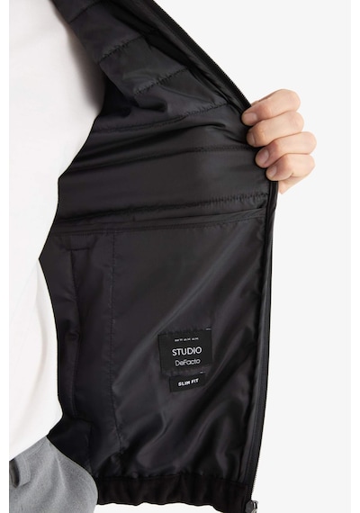 Defacto Slim Fit Dar Kesim Dik Yaka Astarlı Fermuarlı Cepli Mevsimlik Baharlık Süet Yelek F0246ax25aubk27 Siyah