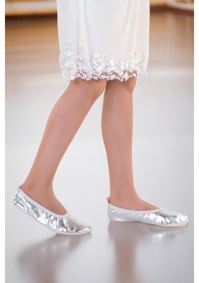 Kiko Kids Prom 7525 Kız Çocuk Pisi Pisi Balo Dans Gösteri Ayakkabısı Gümüş