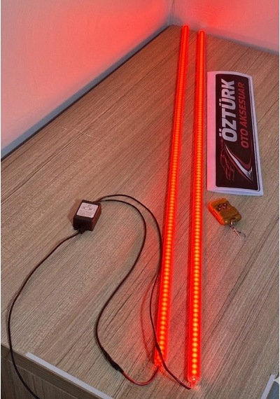 Cam Kenarı Yanıp Sönen Led Lamba 2 Li Uzaktan Kumandalı, 12 Modlu, Kırmızı Işık 12v