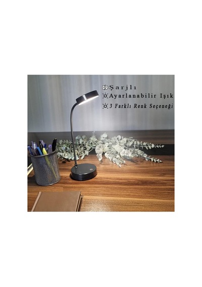 Ct-8440 Berlin Dokunmatik Şarjlı Masa Lambası Dimlenebilir Işık Siyah Renk Siyah