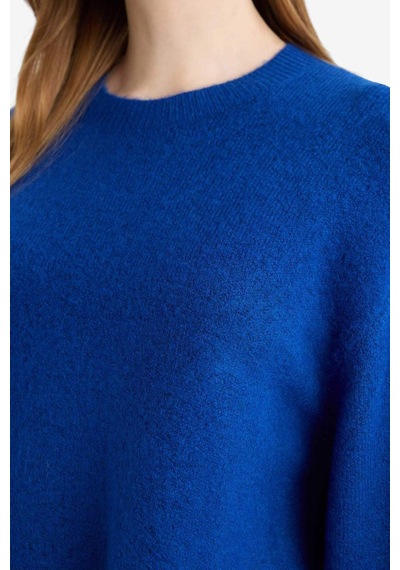 Defacto Loose Fit Bisiklet Yaka Triko Kazak Tunik G7239ax25cwbe835 Mavi-be835