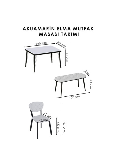 Akuamarin Mutfak Yemek Masası Takımı- 6 Kişilik Mutfak Masa Sandalye Takımı- Mutfak Masası Takımı Beyaz Akuamarin Mutfak Yemek Masası Takımı- 6 Kişilik Mutfak Masa Sandalye Takımı- Mutfak Masası Takımı Beyaz