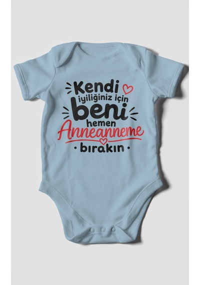 Morivokids Anneanneye Özel Kısa Kollu Bebek Body %100 Pamuk Zbn284-kk Bebe Mavisi
