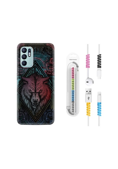 Oppo Reno6 Kilif Kablo Koruyuculu Wolf 1658 544147021