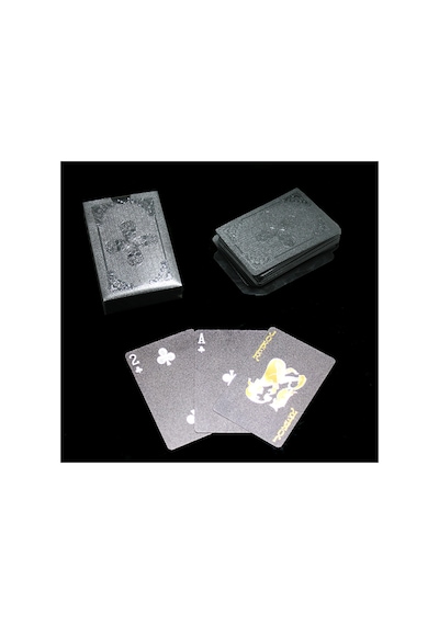 5 Adet İskambil Oyun Kartı Kurukafa Tasarımlı Siyah Kart Destesi 9x6x2 Cm, Playing Cards, Poker Cards