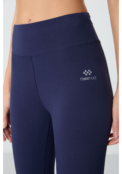 Tommylife Tommy Life İndigo Yüksek Bel Slim Fit Dar Paça Kadın Kapri Tayt - 93097 İndigo