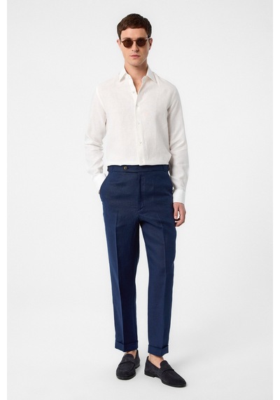 Antioch 100% Keten Comfort Fit Erkek Gömlek Ekru