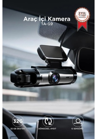 Premium Taşıt Ekipmanı Yol Aksesuarı Araç İçi Kamera 1080p Ta09 Siyah