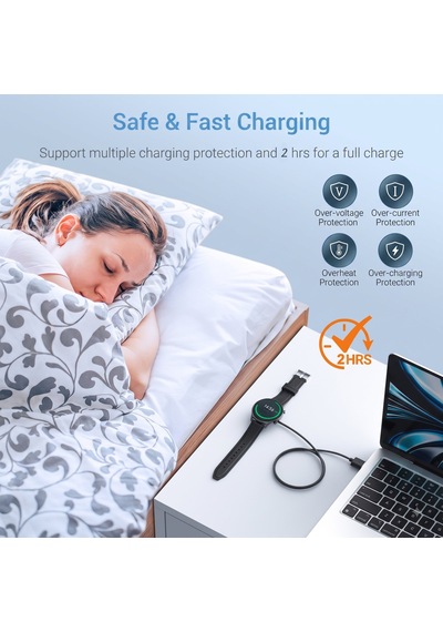 Caseonn Amazfit Bip 5 Unity Manyetik Usb Hızlı Şarj Kablosu Siyah