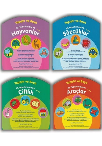 Yapıştır Ve Boya Renkli Çıkartmalı İlk Yapıştırmalarım 4 Kit...