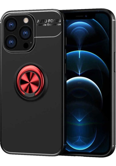 Apple iPhone Uyumlu 13 Pro Max Adamaxaksesuar Ravel Silikon Kapak Siyah Kırmızı