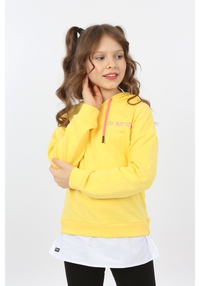 Toontoy Kız Çocuk Do Not Give Up Nakışlı Sweatshirt Koyu Sarı