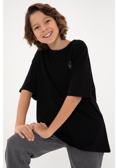 U.S. Polo Assn. Erkek Çocuk Siyah Comfort Basic Bisiklet Yaka Tişört 50295503-VR046