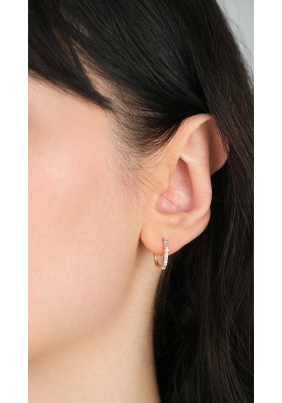 Arpaş 14 Ayar Altın Taşlı Oval Küpe 1024 Gold