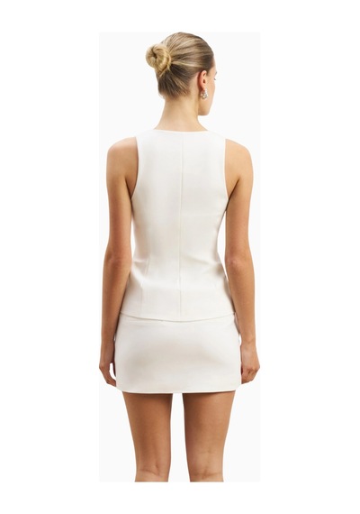 Because Of Alice Tailored V - Neck Hourglass Waistcoat V Yaka Kadın Yelek Beyaz