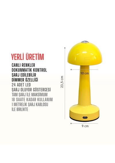 Zenlight Mantar Masa Lambası 320-2 Sarı