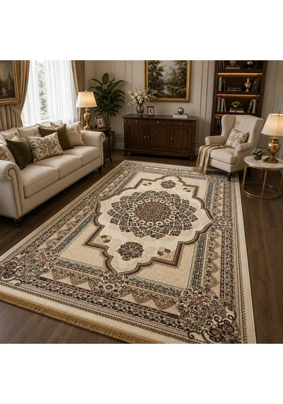 810-semerkant Salon Oturma Odası Halısı Krem