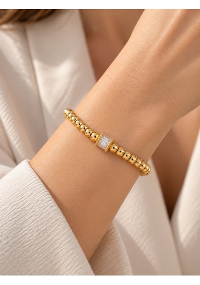 Cm Gold Renk Dorika Model Baget Taş Detaylı Kadın Bileklik Çok Renkli