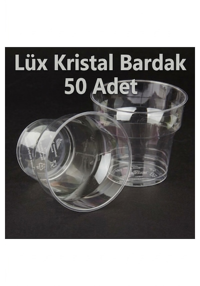 Şeffaf 180 Cc, 50 Adet, Plastik Kristal Bardak, Mika Ekstra Sert Plastik, Tekel Bardağı