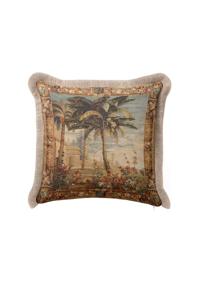Barok Dokulu Saçaklı Yastık Kılıfı - Tropikal Vintage Bahçe Klasik Bej Püsküllü Kırlent Kılıfı Soluk Nane Yeşili Barok Dokulu Saçaklı Yastık Kılıfı - Tropikal Vintage Bahçe Klasik Bej Püsküllü Kırlent Kılıfı Soluk Nane Yeşili