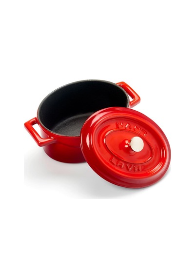 Lava Metal Oval Mini Tencere, Kırmızı Çok Renkli