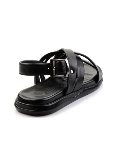 Siyah Hakiki Deri Erkek Sandalet E05557240243