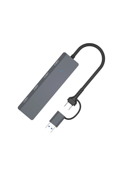 Ally Ads-305d 4in1 Usb/type-c To 4x Usb3.0 Hub Çoğaltıcı Çevirici Dönüştürücü Adaptör- 5775 Gri