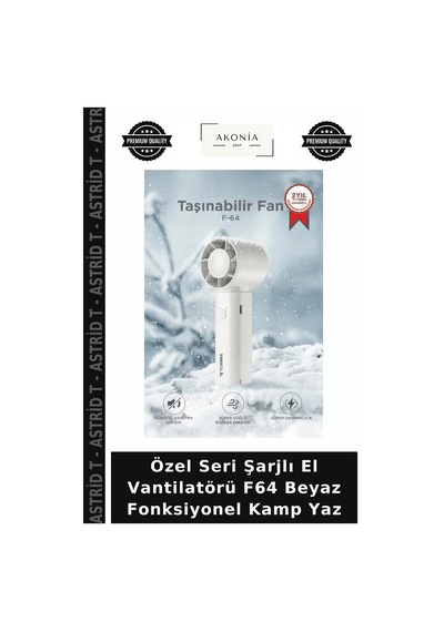 Özel Seri Şarjlı El Vantilatörü F64 Beyaz Fonksiyonel Kamp Yaz