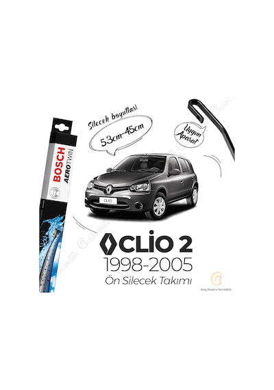 Renault Clio 2 Muz Silecek Takımı 1998-2005 Bosch Aerotwin