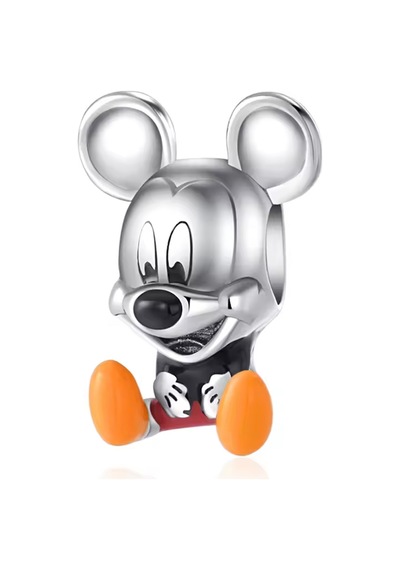 Fubena Turuncu Ayakkabılı Mickey Charm Gümüş