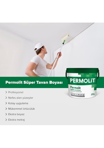 Permolit Su Bazlı Süper Tavan Boyası Beyaz 3.5 Kg. 3.5 KG