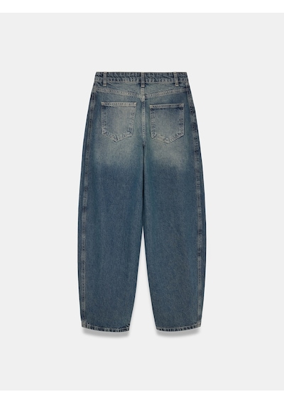 Dilvin 72364 %100 Pamuk Yüksek Bel Barrel Jean-tint Kırmızı