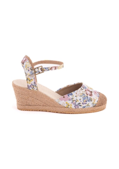 Star Tombis Gerçek Elişi Topuğu Açık Burnu Hasırlı Bilekten Bantlı Dolgu Topuk Keten Hasır Espadril Handmade Çok Renkli