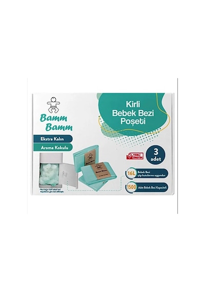Bamm Bamm 16 L Korbell Çöp Kutuları ile Uyumlu 1500 Adet Kirli Bebek Bezi Çöp Poşeti