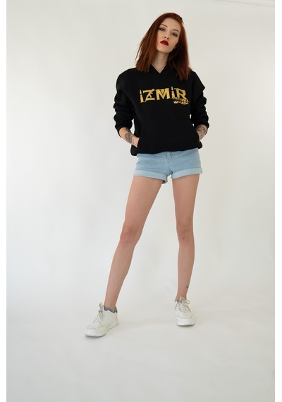 Izmir Mafıa Kapşonlu Siyah Unisex Sweatshirt Hoodie Polar Siyah