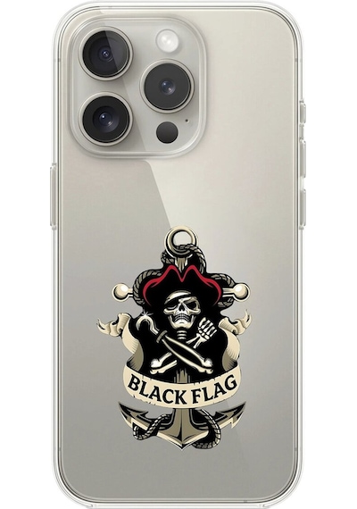 Apple Uyumlu iPhone 15 Pro Max Şeffaf Kılıf Pirate 4 Tasarımlı
