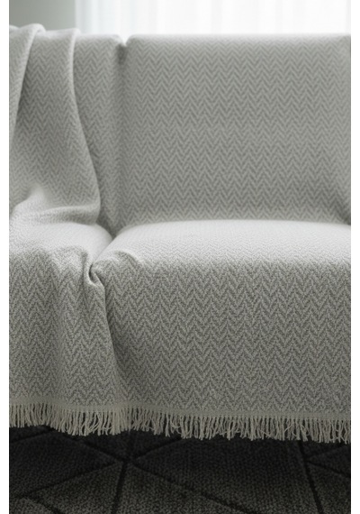 Pamuklu Koltuk Örtüsü 170x210 Cm Tekli&üçlü Koltuk,çekyat Ve Berjer İçin Modern Çizgili Yıkanabilir Gri