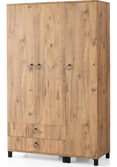 3 Kapılı 2 Çekmeceli Gardrop Elbise Dolabı 120x46x189cm 001