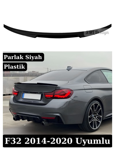 Bmw 4 Serisi Coupe F32 Uyumlu M4 Stil Bagaj Spoileri - Parlak Siyah Piano Black Plastik Spoyler 2014-2020 2 Kapılı