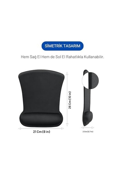 Ergocomfort Bilek Destekli Mouse Pad Ergonomik Mouse Altlığı Kaymaz Taban Bilek Koruyucu Bilgisayar Ofis Oyuncu Mousepad Siyah