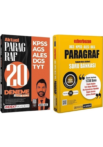 Pegem + İndeks 2026 Kpss Meb-ags Ales Dgs Paragraf Ezberbozan Soru Bankası + 20 Deneme 2 Li Set - Berk Ekici Pegem + İndeks Akademi Yayınları