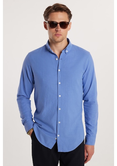 Tudors Erkek Slim Fit Dar Kesim %100 Pamuk Keten Doku Düğmeli Yaka Koyu Mavi Gömlek-32810 Koyu Mavi Tudors Erkek Slim Fit Dar Kesim %100 Pamuk Keten Doku Düğmeli Yaka Koyu Mavi Gömlek-32810 Koyu Mavi