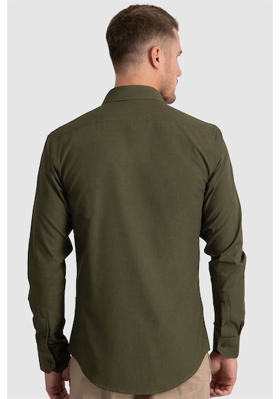 Tudors Slim Fit Dar Kesim Tery Cotton Erkek Gömlek-23406 Haki