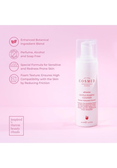 Cosmed Hassas Ve Kızarıklığa Eğilimli Ciltler İçin Nazik Köpük Temizleyici Yüz Temizleme Köpüğü 150 Ml 86250699