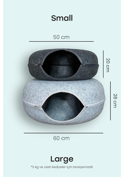 Donut Kedi Tüneli/donut Kedi Yatağı - Açık Gri - 60cm Açık Gri-l