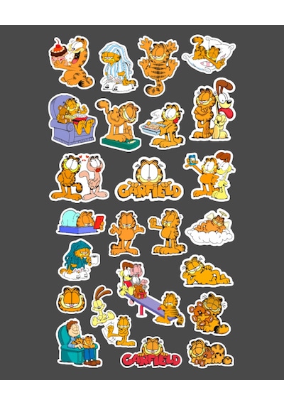 Garfield 2 Li Sticker Set Parlak Kağıt-animasyon Çıkartmaları Garfield Kedi Etiket Yapıştırmaları Minithingsart