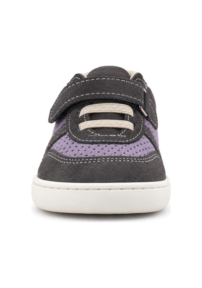 Rakerplus Bob Hakiki Deri Gri Mor Barefoot Cırtlı Lastikli Bebek Sneaker Ayakkabı