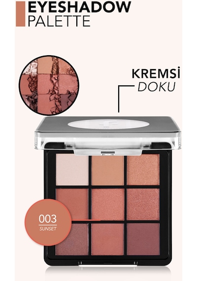 Kremsi Dokulu & Mat Bitişli/ışıltılı 9'lu Kompakt Göz Farı Paleti 8682536121132 003sunset